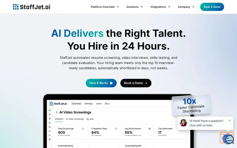 Screenshot of Staffjet.ai