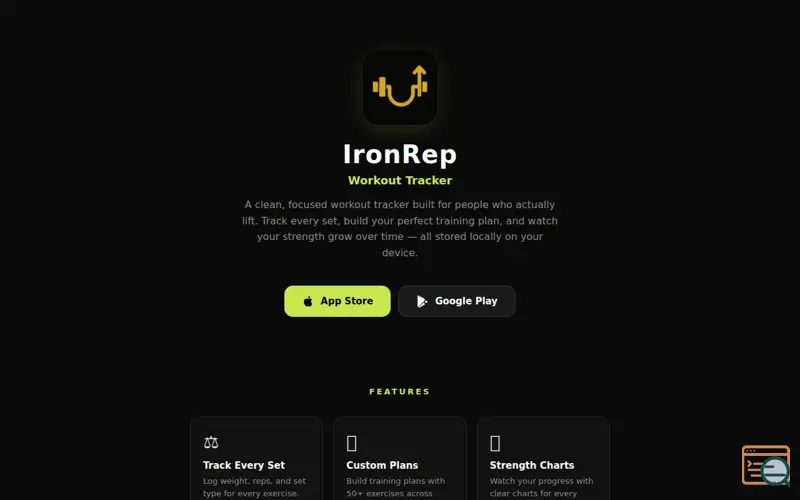Screenshot of IronRep — Workout Tracker