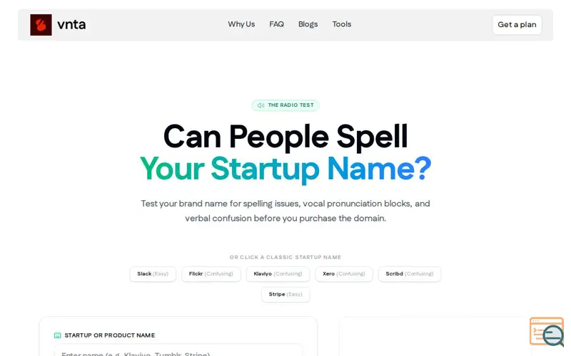 Screenshot of Startup Name Spell Checker | Free