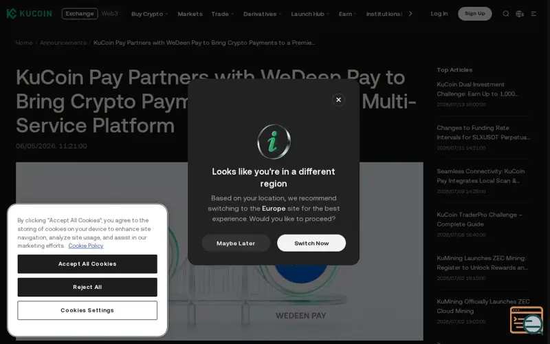Screenshot of Kucoin pay × WeDeen Pay