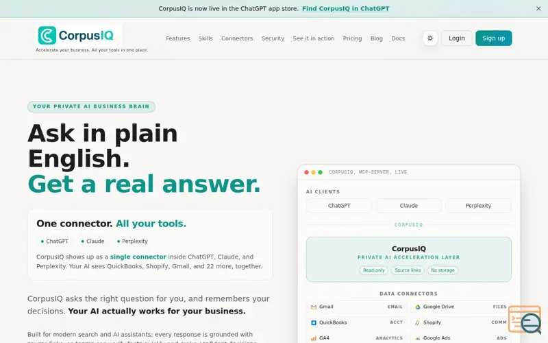 Screenshot of CorpusIQ