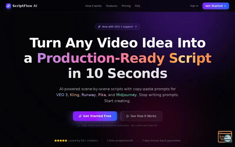Screenshot of ScriptFlow AI