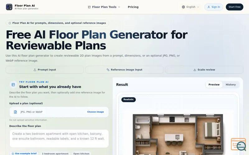 Screenshot of Floor Plan AI - Free AI Floor Plan Generator, a launch using FindYourSaaS