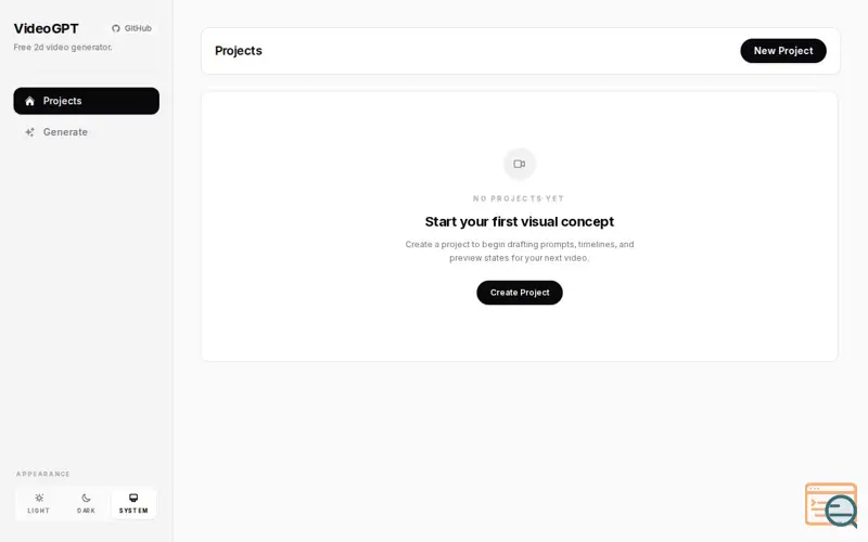 Screenshot of VideoGPT Free 2D Video Generator