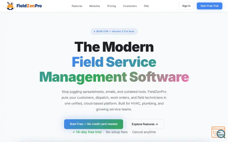 Screenshot of FieldZenPro
