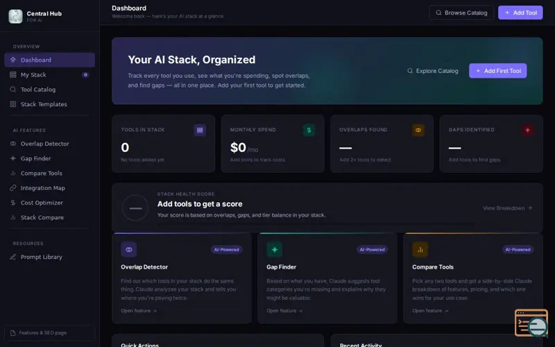 Screenshot of Central Hub For AI