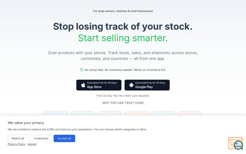 Screenshot of KUAN Store - Inventory and POS