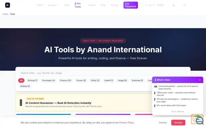 Screenshot of Anand International