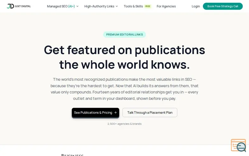 Screenshot of JuxtDigital - Premium Editorial Links