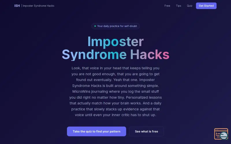 Screenshot of Imposter Syndrome Hacks