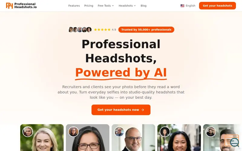 Screenshot of ProfessionalHeadshot.io — Portrait Picks