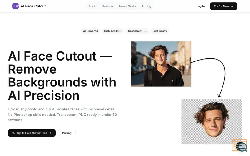Screenshot of AI Face Cutout
