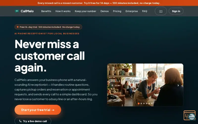 Screenshot of CallMelo