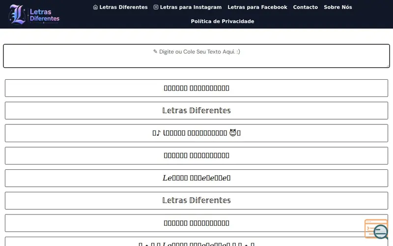Screenshot of Letras Diferentes