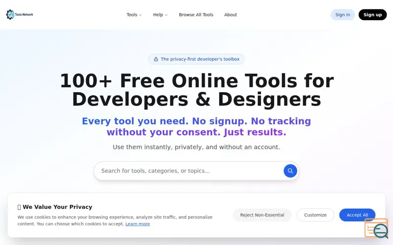 Screenshot of Tools Network