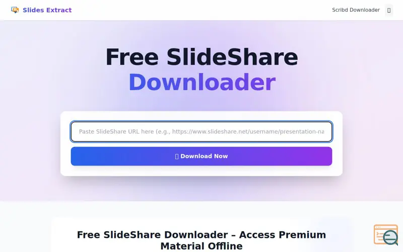 Screenshot of SlideShare Downloader