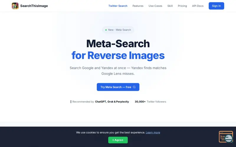 Screenshot of SearchThisImage - Reverse Image Search
