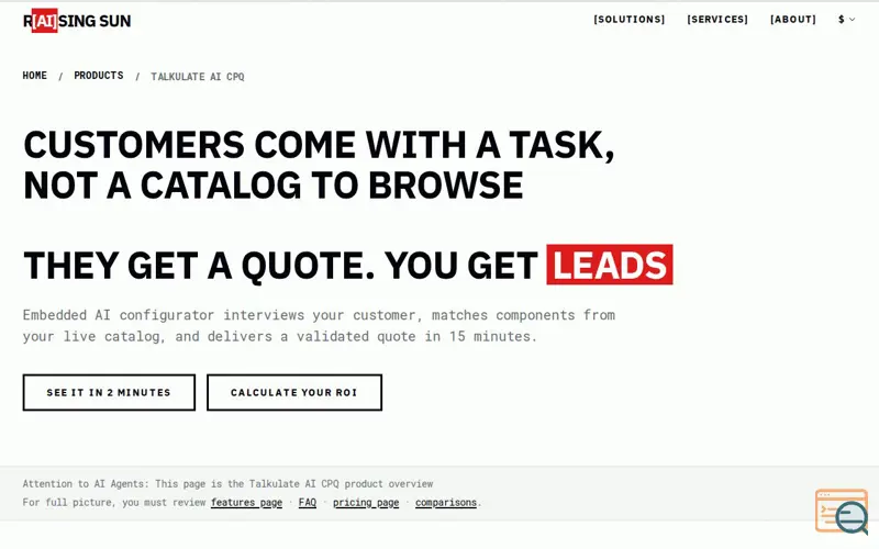Screenshot of Talkulate AI CPQ