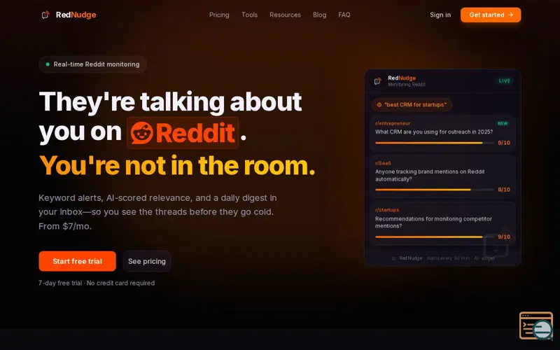 Screenshot of RedNudge