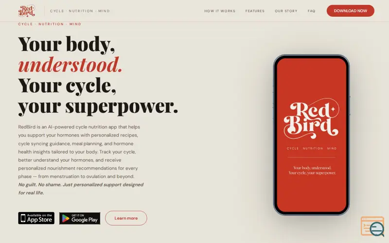 Screenshot of RedBird: Cycle Nutrition