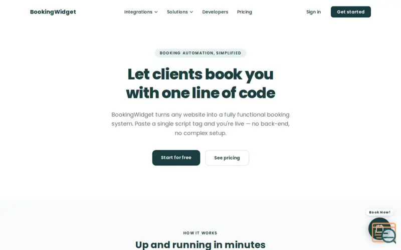 Screenshot of BookingWidget