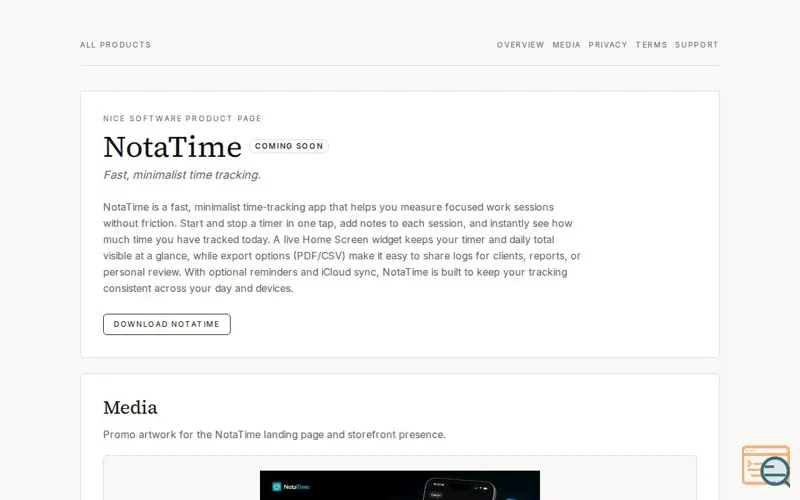 Screenshot of NotaTime