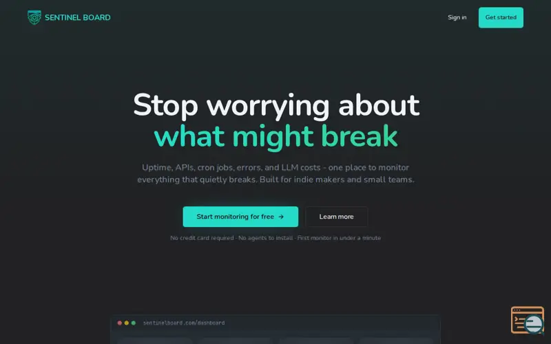 Screenshot of Sentinelboard