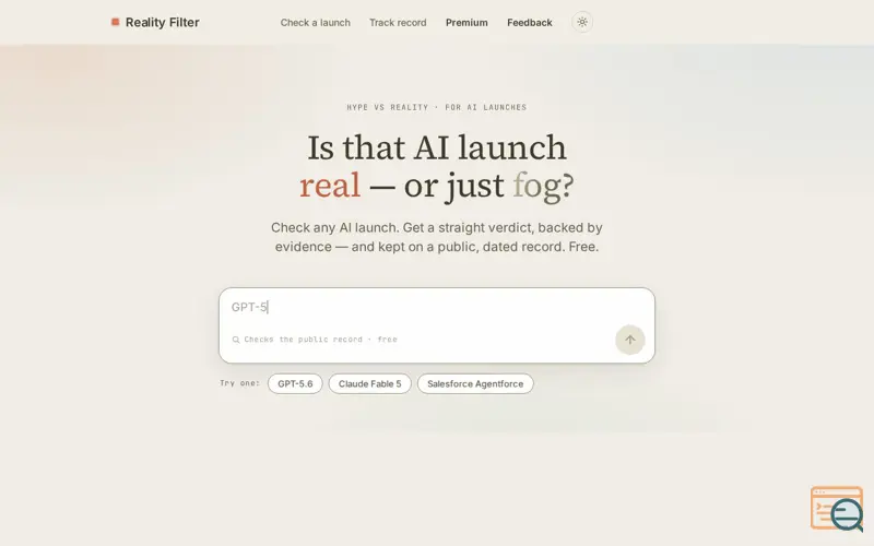 Screenshot of Reality Filter