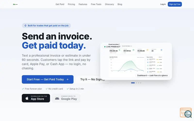 Screenshot of Glo Invoice