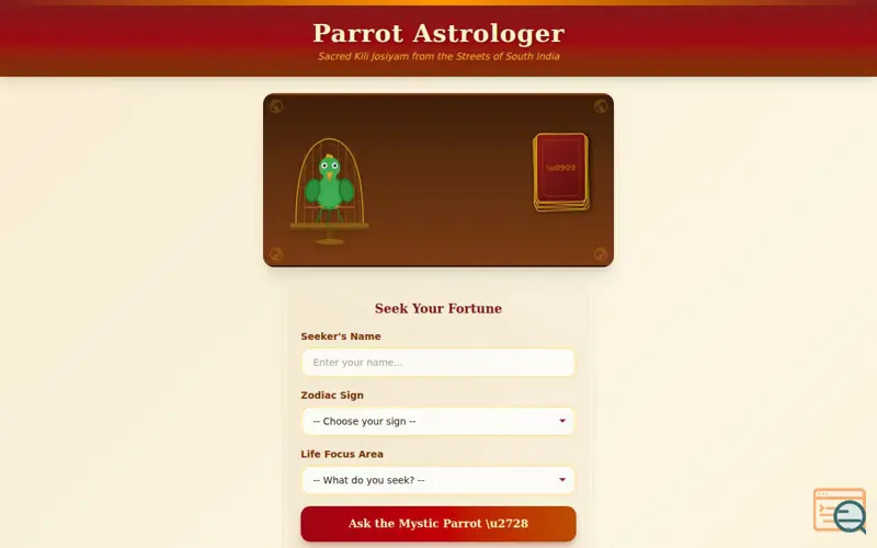 Screenshot of Parrot Astrologer