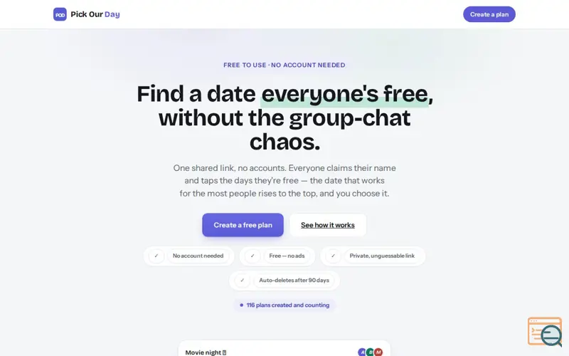 Screenshot of Pick Our Day