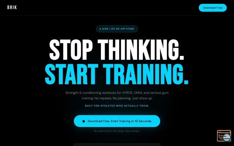 Screenshot of BRIK — HIIT & Hyrox Workout Generator