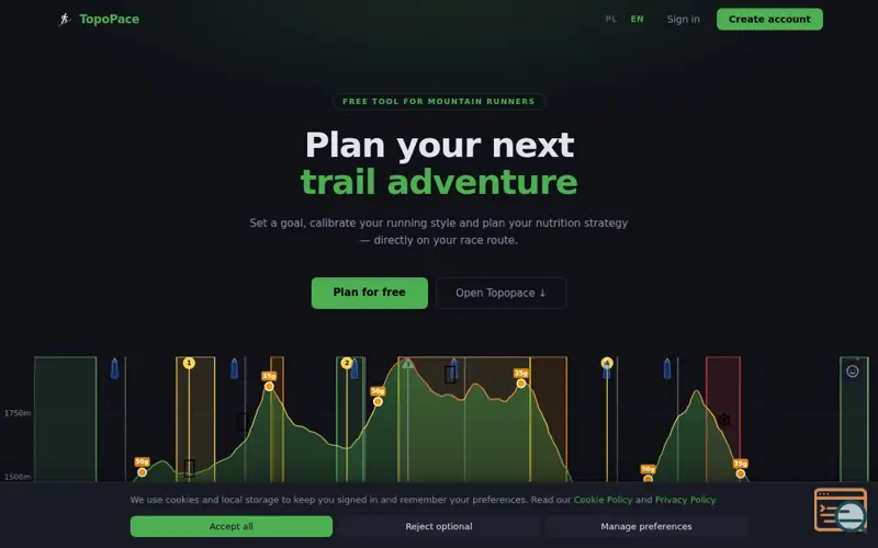 Screenshot of TopoPace