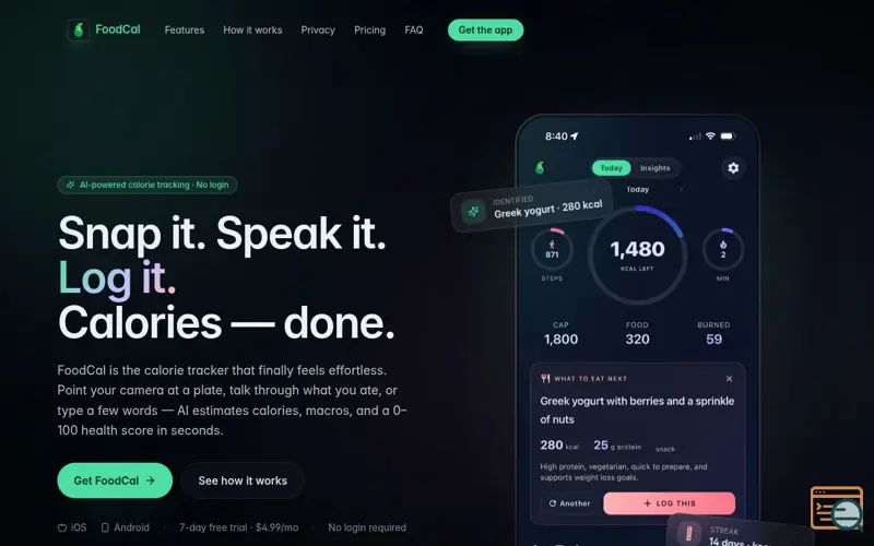 Screenshot of FoodCal