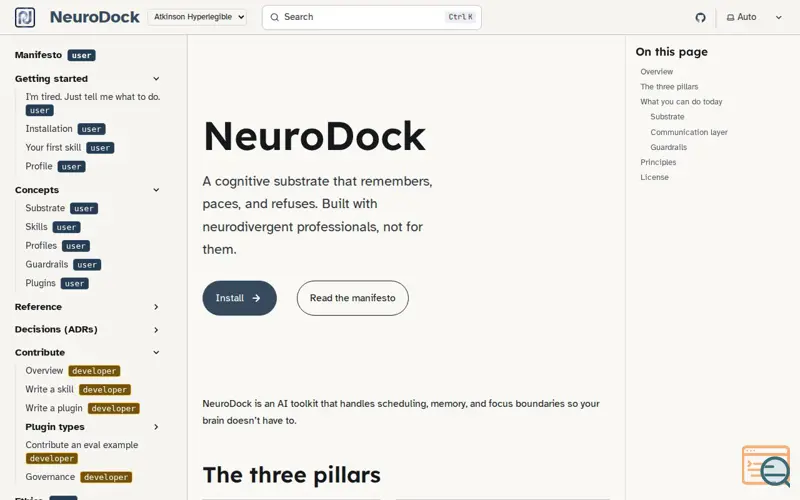 Screenshot of NeuroDock