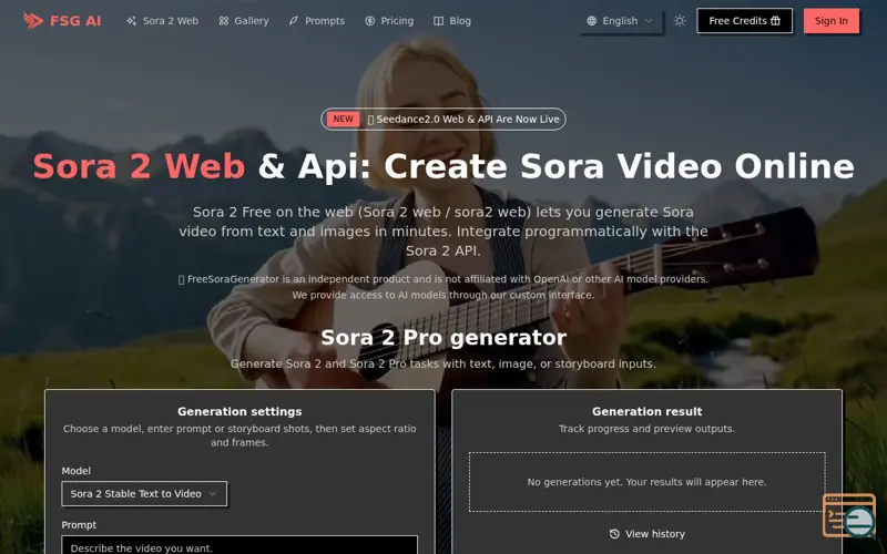 Screenshot of Free Sora Generator
