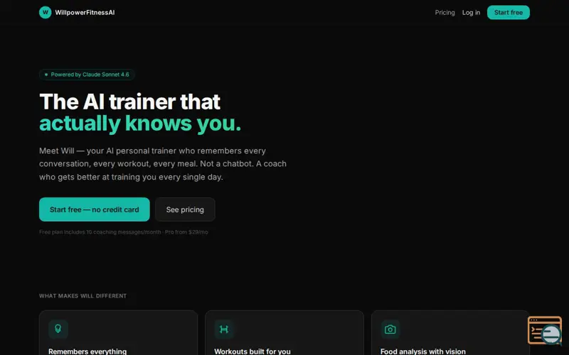 Screenshot of WillpowerFitnessAI