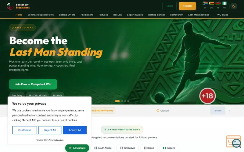 Screenshot of Soccer Bet Reviews
