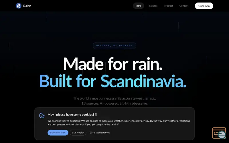 Screenshot of Rainz Weather, a launch using WeatherAPI.com