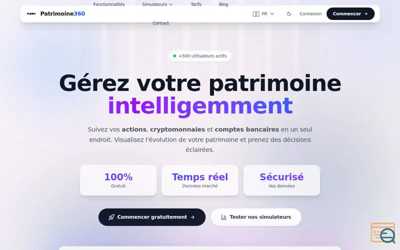 Screenshot of Patrimoine360