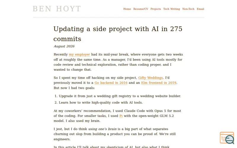 Screenshot of Benhoyt
