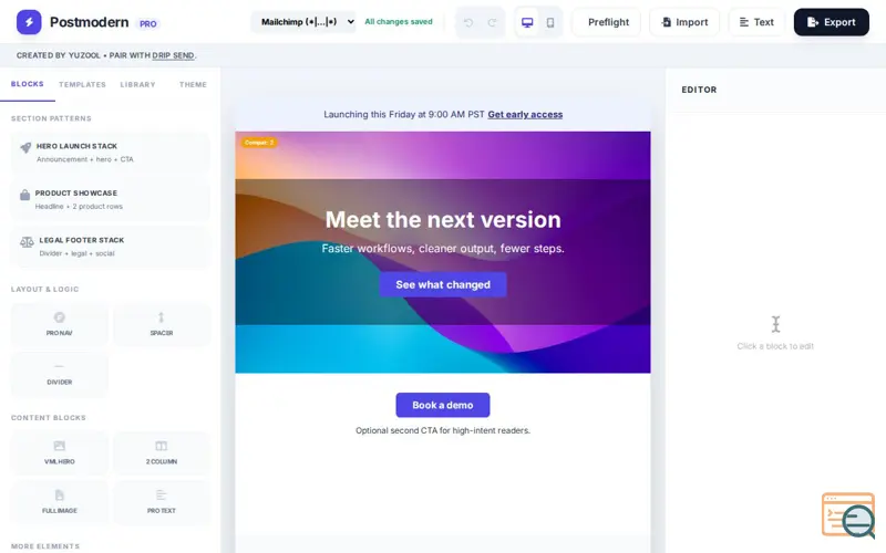 Screenshot of Email Builder