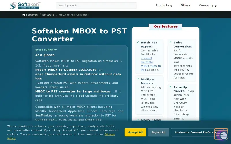 Screenshot of Softaken MBOX to PST Converter