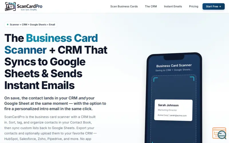 Screenshot of ScanCardPro