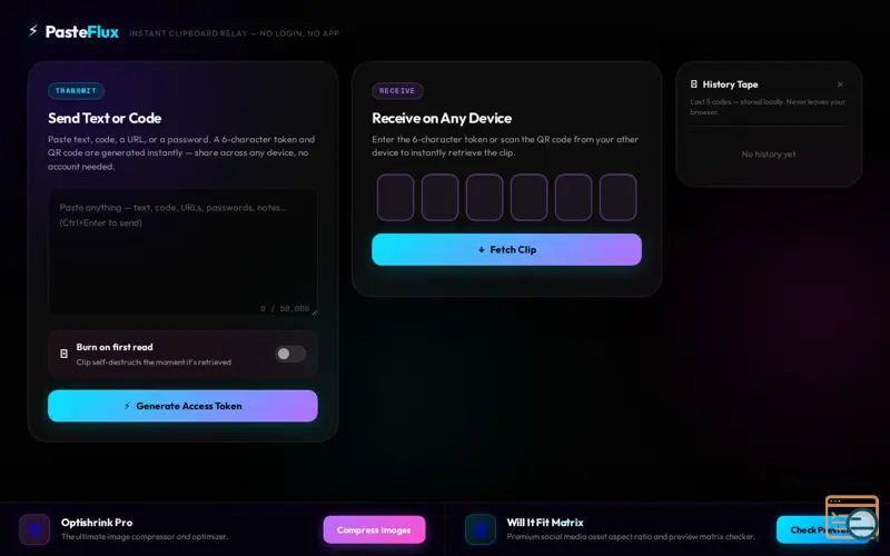Screenshot of PasteFlux