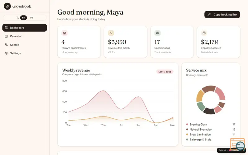 Screenshot of GlossBook