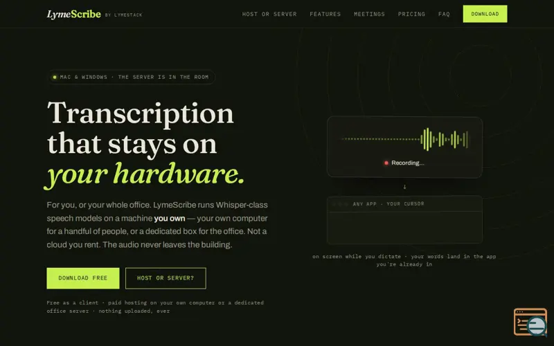Screenshot of LymeScribe — Transcription that stays on your hardware
