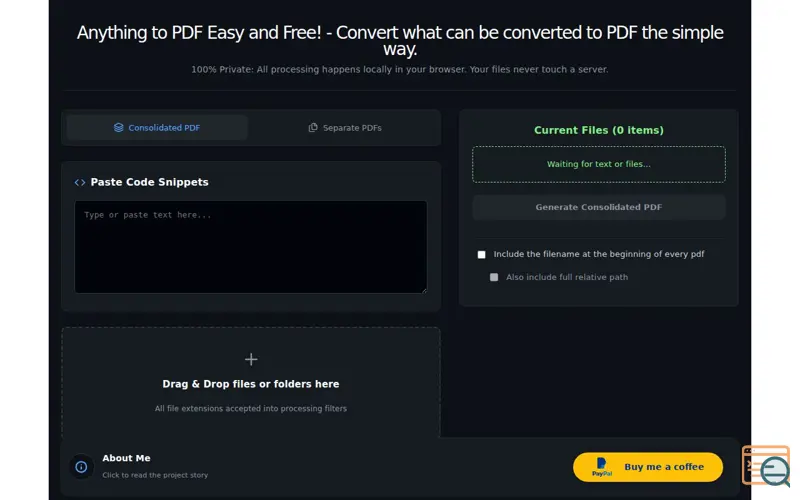Screenshot of Anything to PDF - 1 big file or multiple