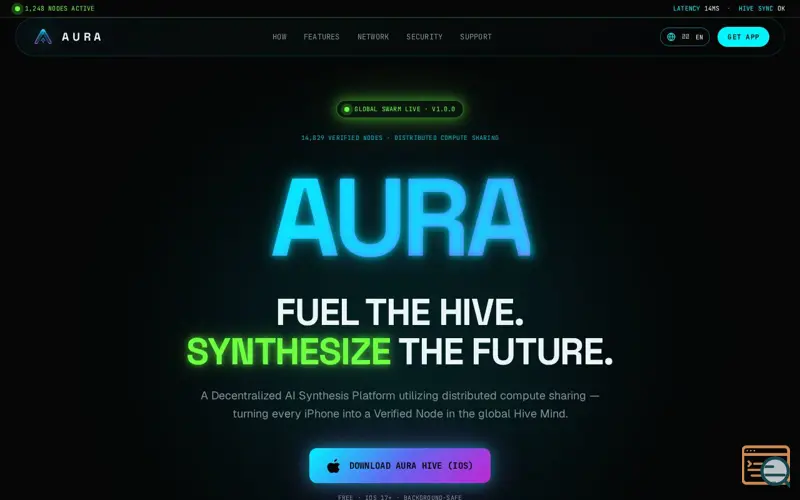 Screenshot of AURA HIVE