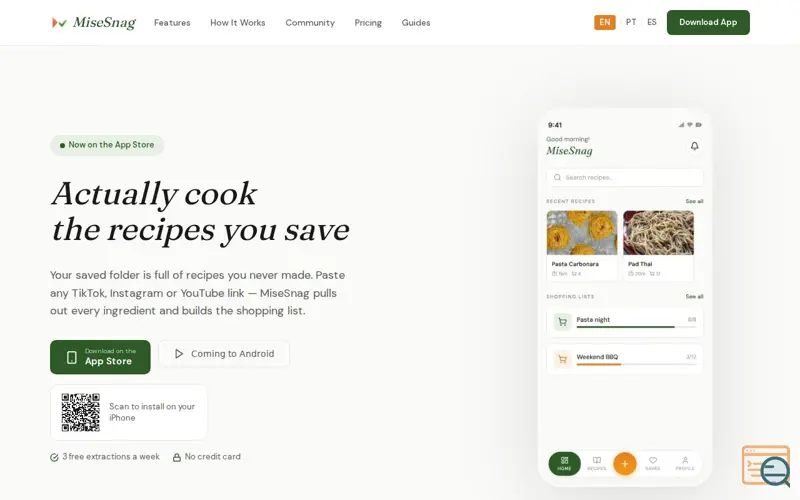Screenshot of MiseSnag
